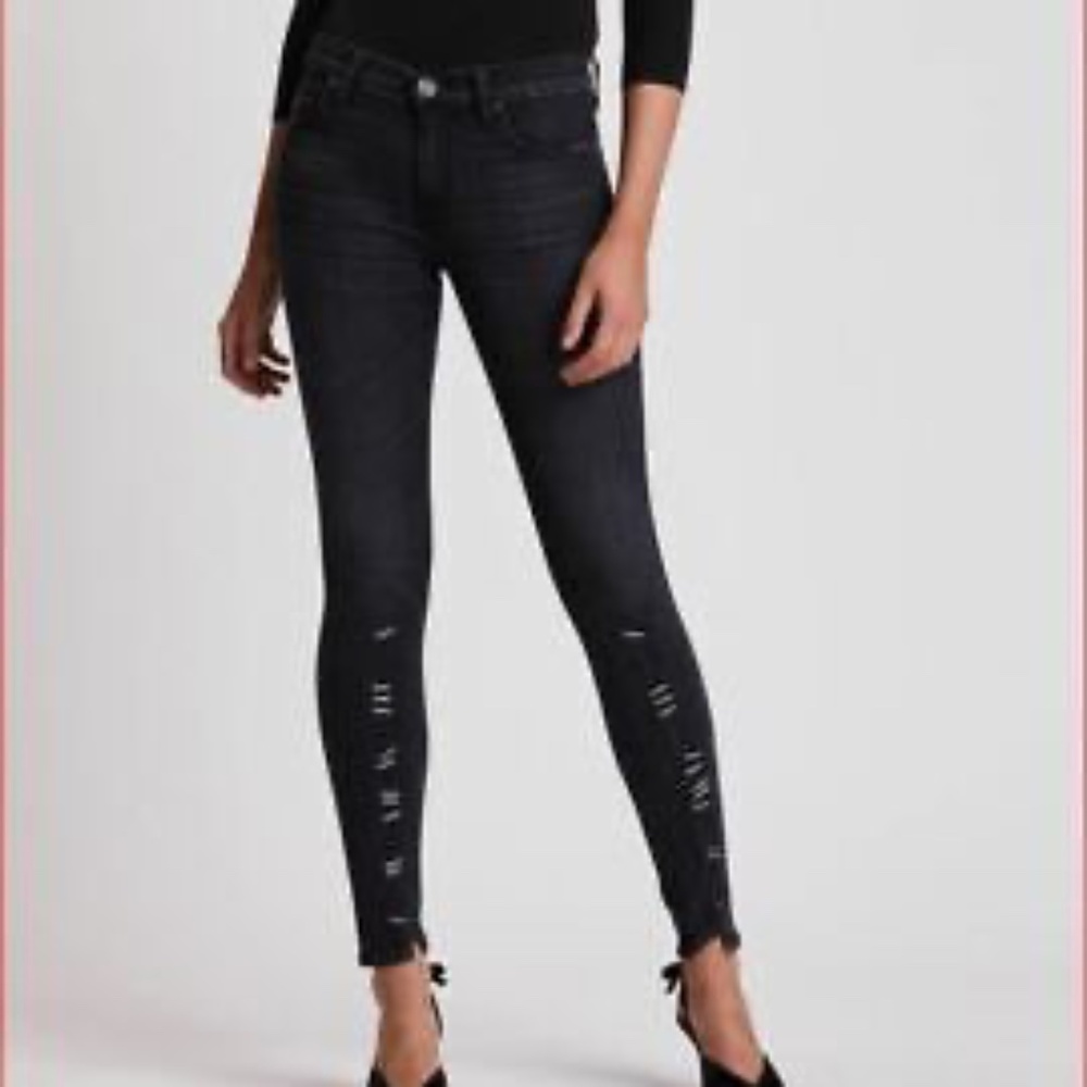 Hudson Nico mid rise super skinny staple jeans in washed black size 28